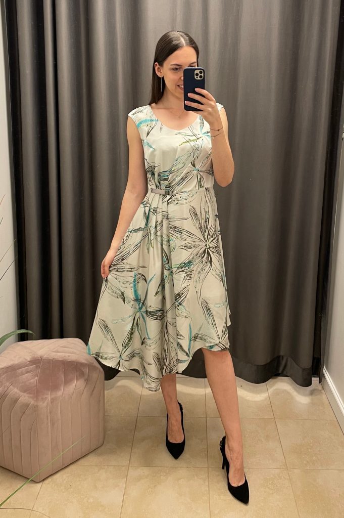 Sukienka Flori - ecru w kwiaty