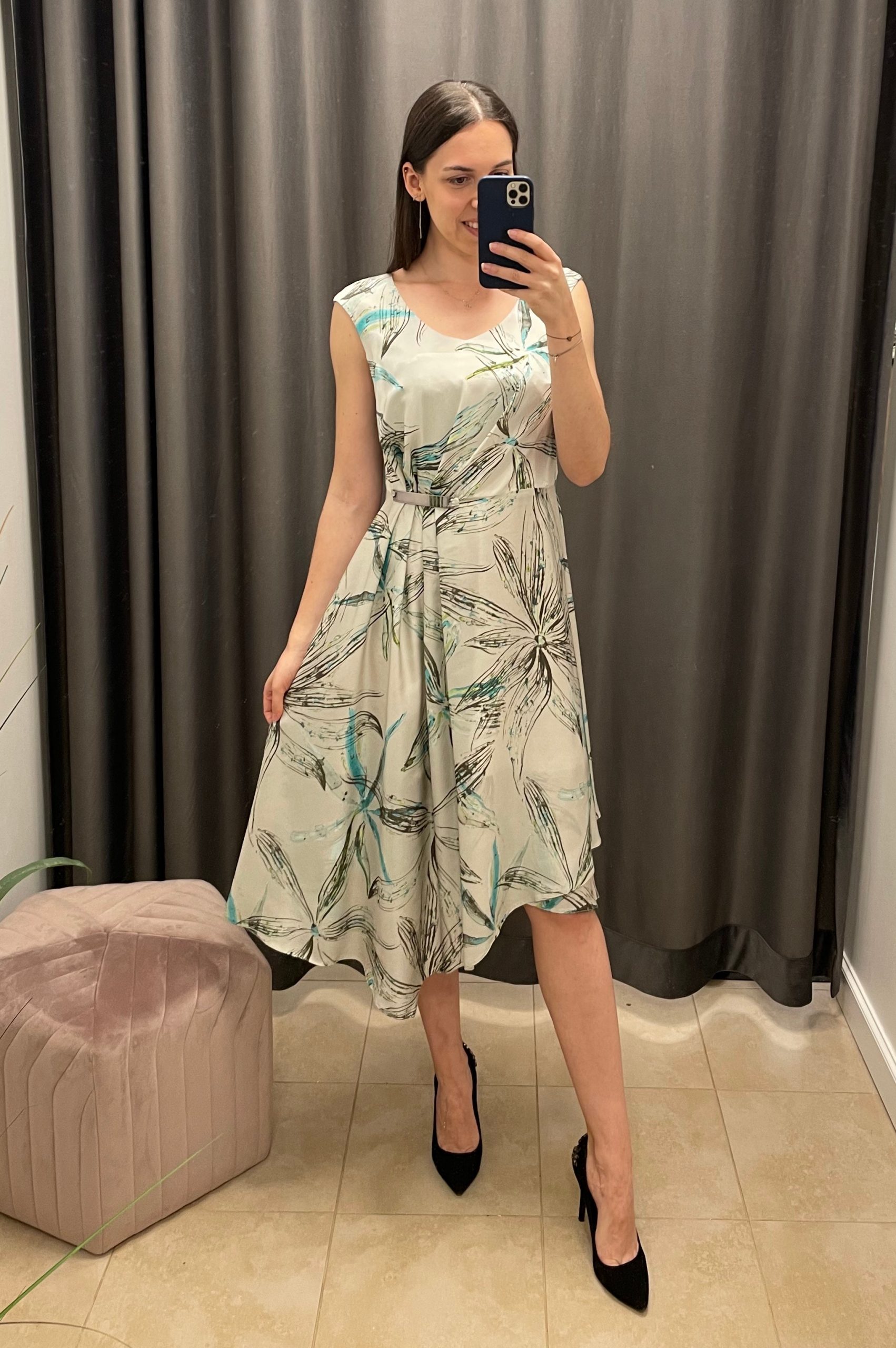 Sukienka Flori - ecru w kwiaty