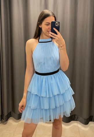 Tiulowa sukienka Nadia - błękitna