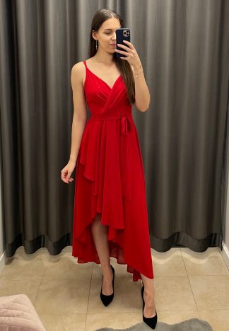 Sukienka Paula maxi - czerwona z brokatem delicate