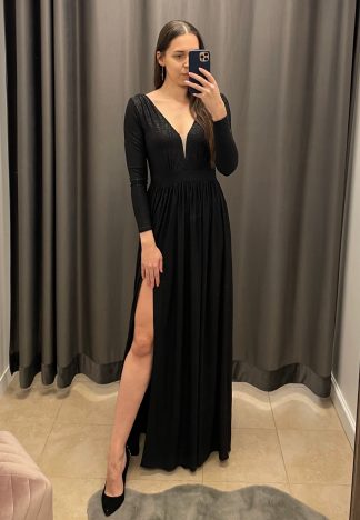 Sukienka Vanessa - czarna z brokatem