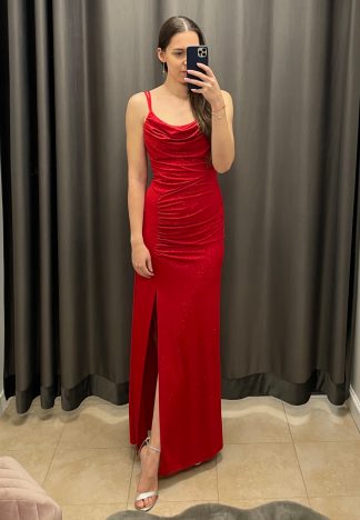 Sukienka Edith - czerwona z brokatem