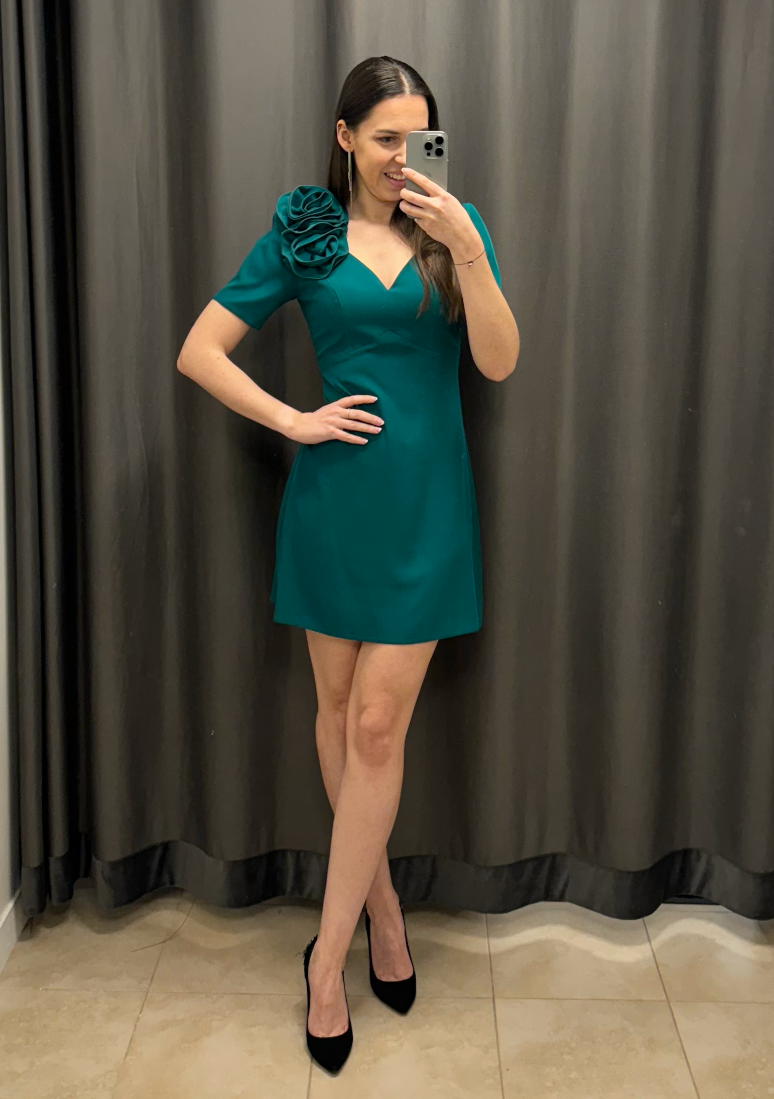 Sukienka Emma rosa - butelkowa zieleń - obrazek 2