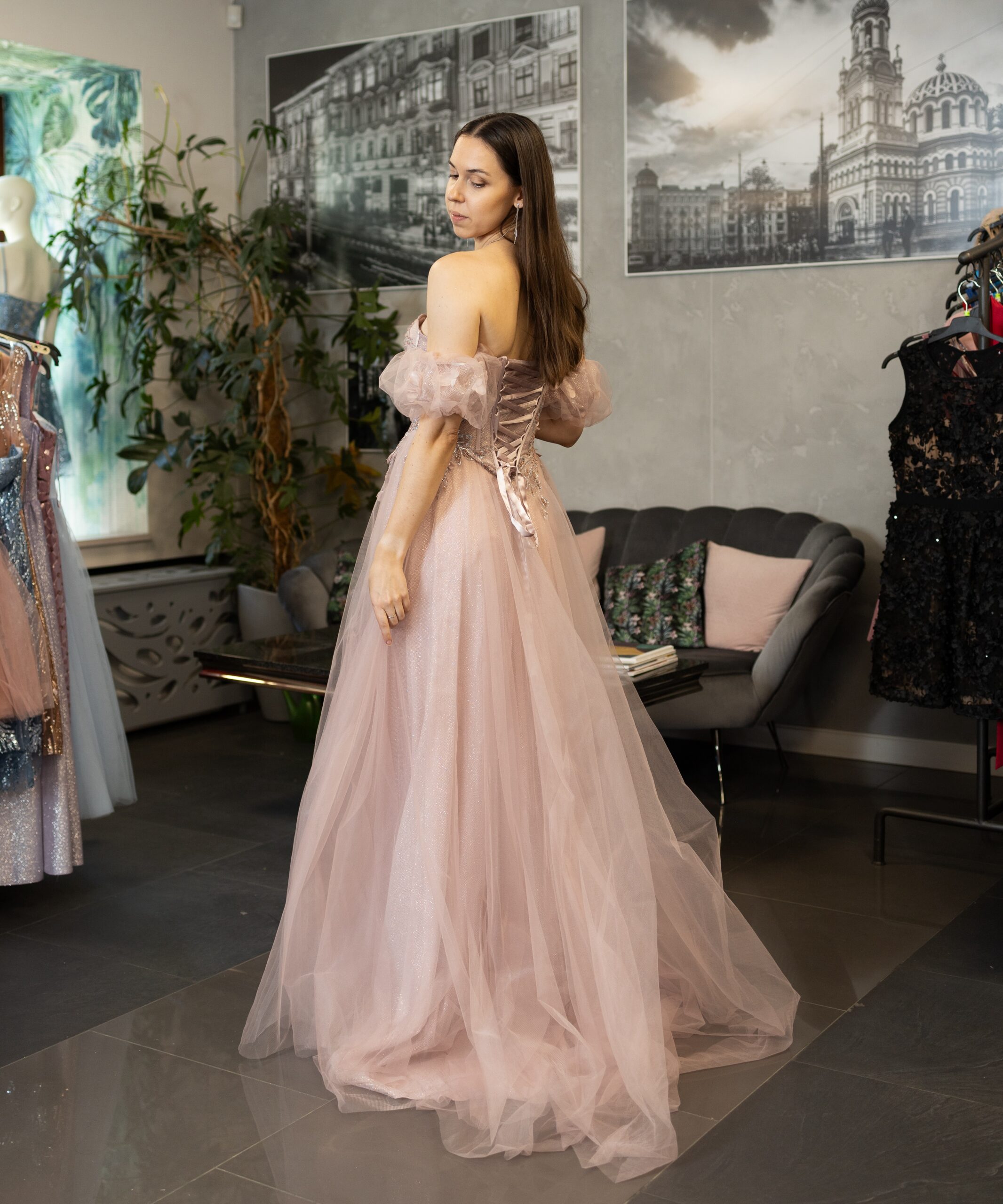 Sukienka Crystal - pudrowy róż - obrazek 5