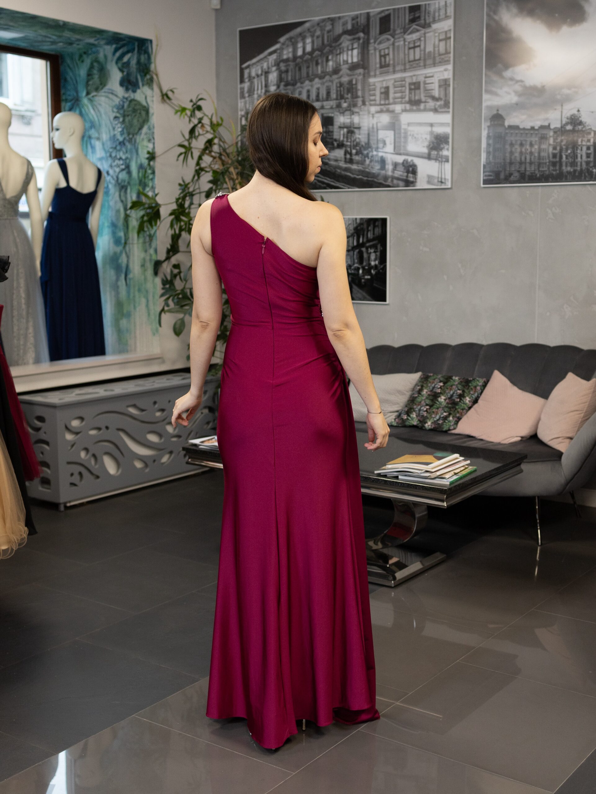 Sukienka Gabrielle - bordowa (wiśnia) - obrazek 8