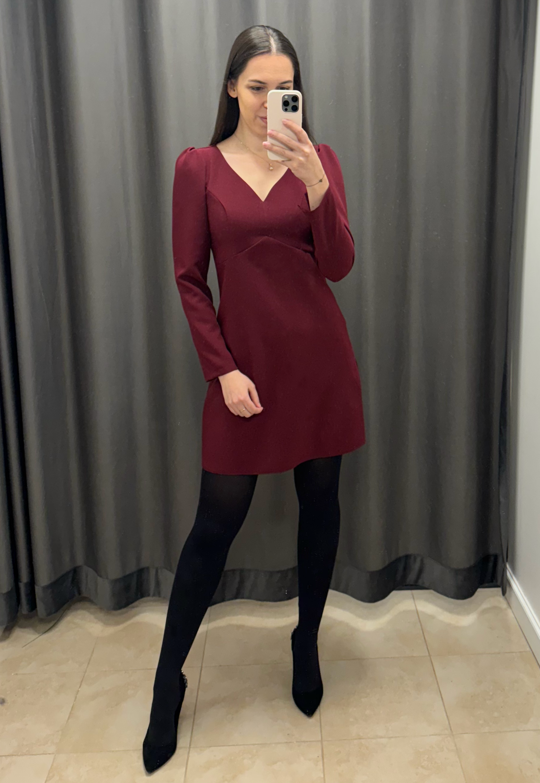 Sukienka Emma rosa z rękawem - bordowa - obrazek 2