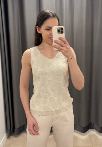 Top Róża - ecru ze srebrem