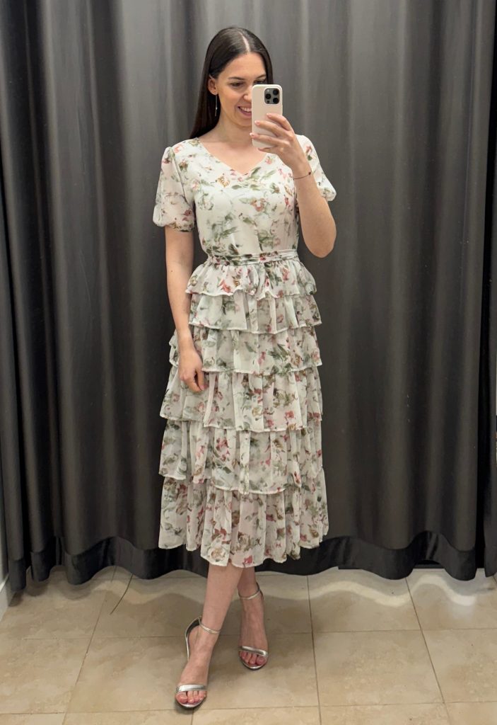 Sukienka Love midi - ecru w kwiaty