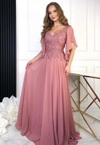 Sukienka Joanna - wrzosowa / brudny róż