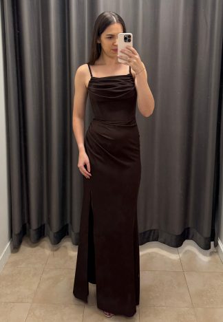 Sukienka Rochel - brązowa (czekoladowa)