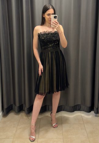 Sukienka Casino - czarna z beżową podszewką