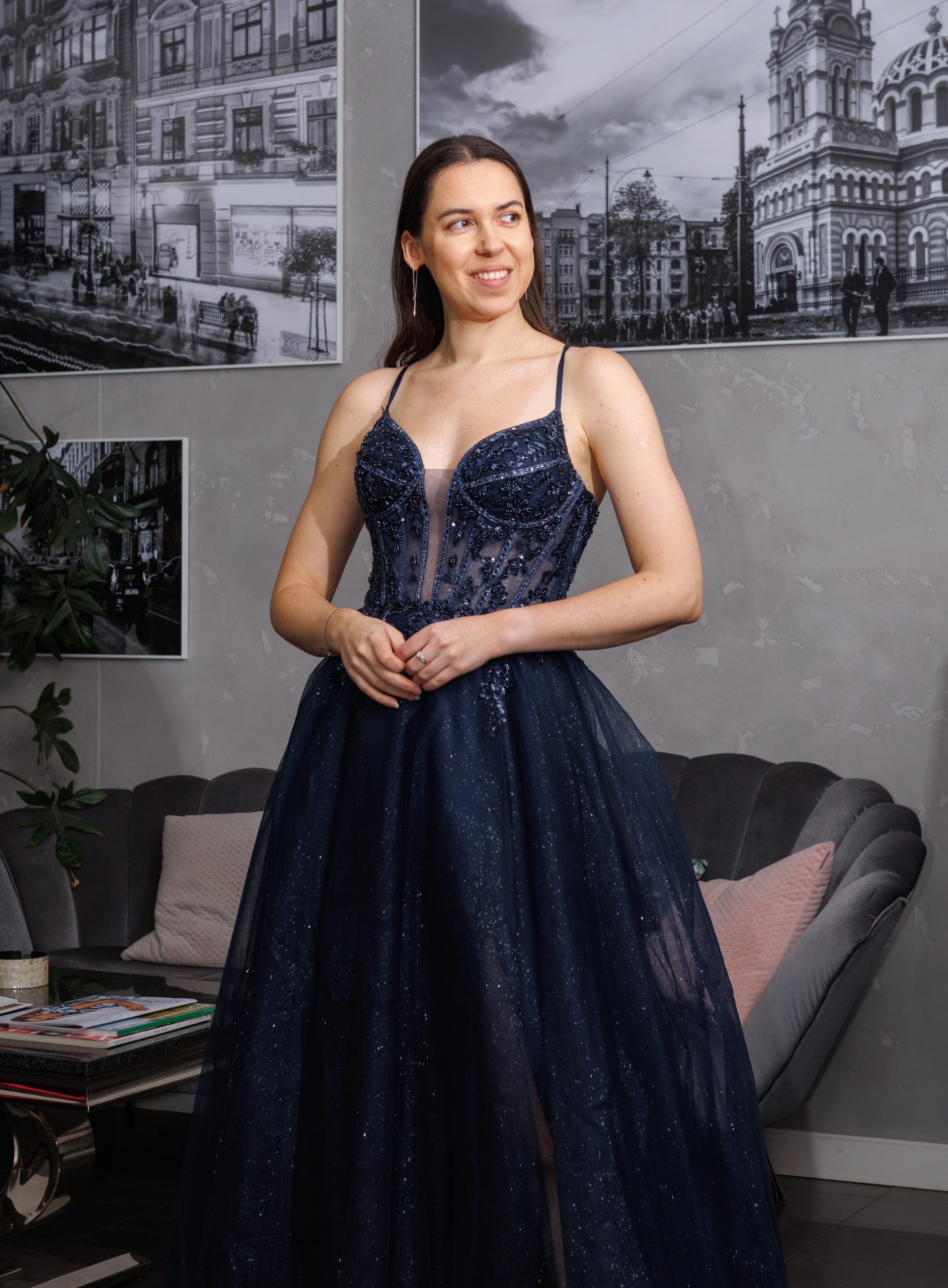 Sukienka Princess - granatowa - obrazek 3