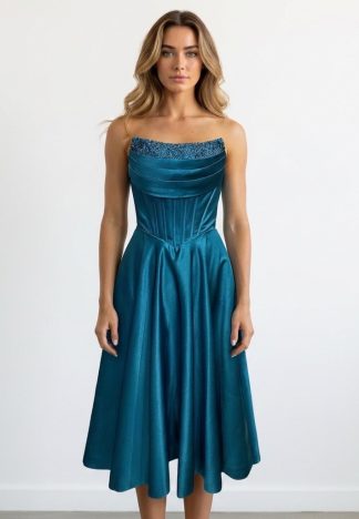 Sukienka Andi midi - turkusowa