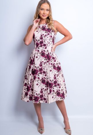 Sukienka Carmi - beżowa w róże