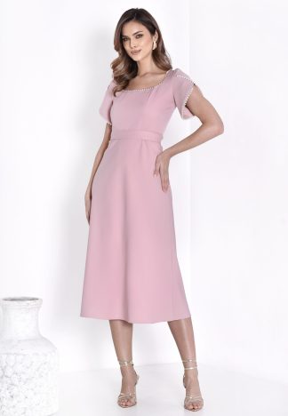 Sukienka Camille z perełkami - pudrowy róż
